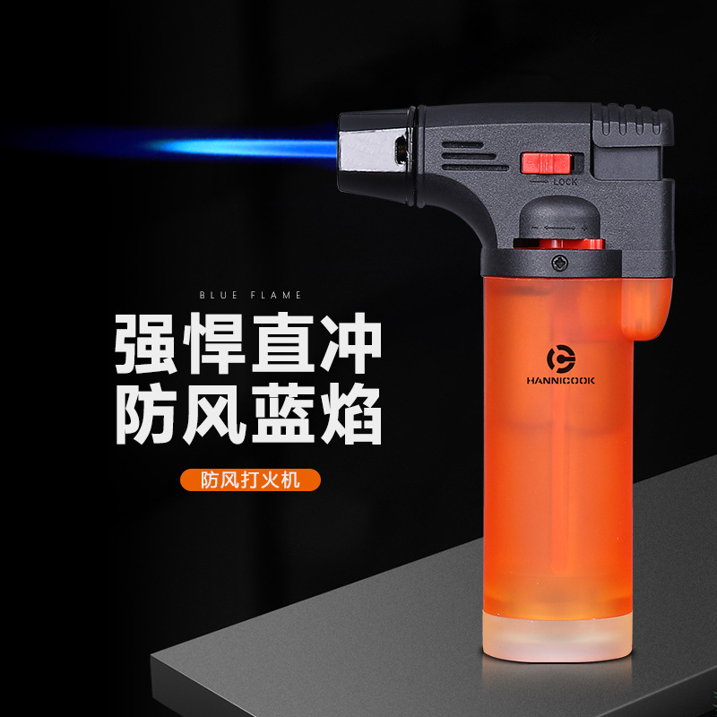 汉尼库克雪茄打火机可锁火 便携蓝焰高温直冲防风打火机创意喷枪