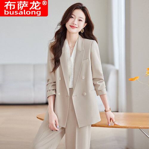 布萨龙套装女正装西裤西服长袖