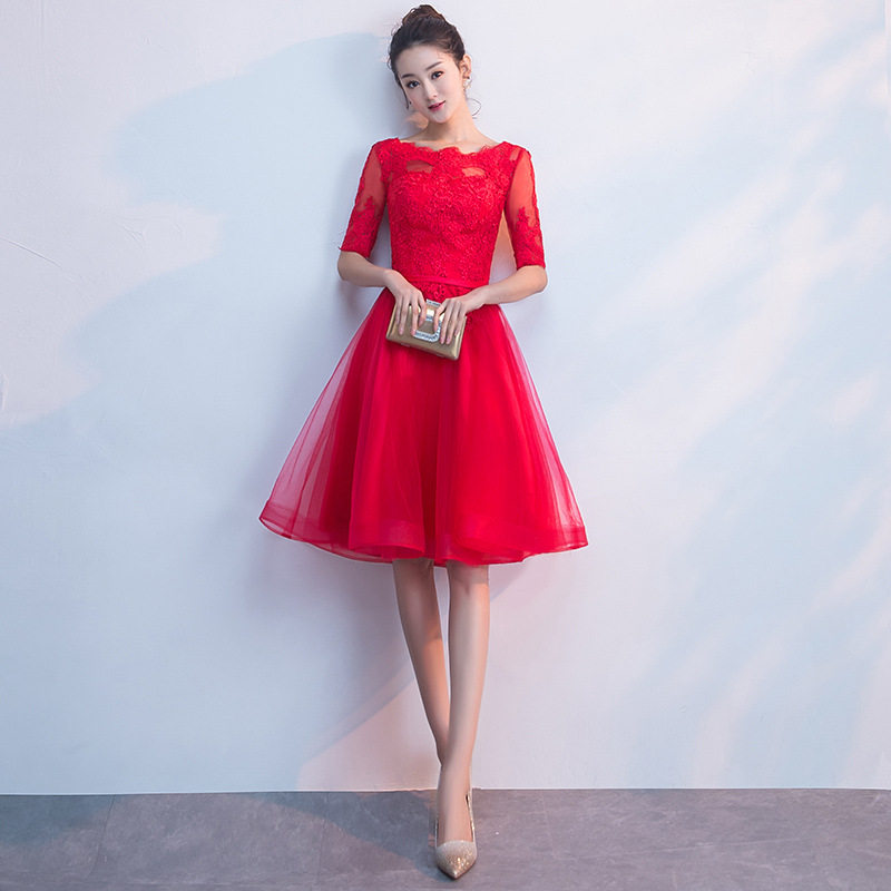敬酒服2019年夏季婚纱礼服短款酒红色显瘦圆领修身蕾丝敬酒礼服在类目 女装/女士精品, 婚纱/旗袍/礼服, 婚纱中 - 来自Buy2taobao.com提供专业的淘宝代购服务