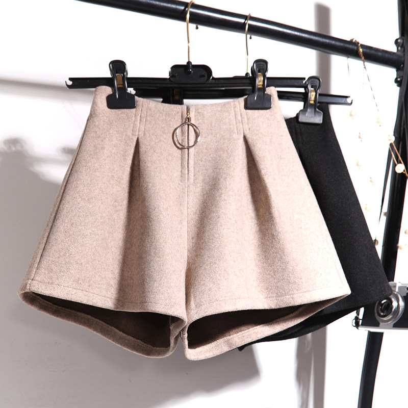 2022新款韩版松紧高腰毛呢短裤女秋冬a字阔腿裤宽松显瘦外穿靴裤,女装/女士精品,休闲裤,淘宝优惠券,粉丝福利购,淘宝优惠卷
