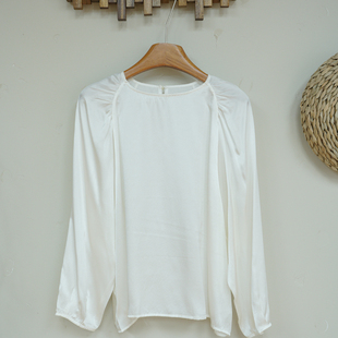 【现货】真丝灯笼袖套头真丝衬衫女2025春夏新款桑蚕丝衬衣A00226