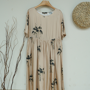 【现货】法式复古真丝印花设计感连衣裙女2025夏季新款裙子A0025