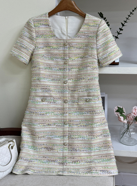 【现货】2025法式方领气质小香风连衣裙高端精致海边度假裙A71541