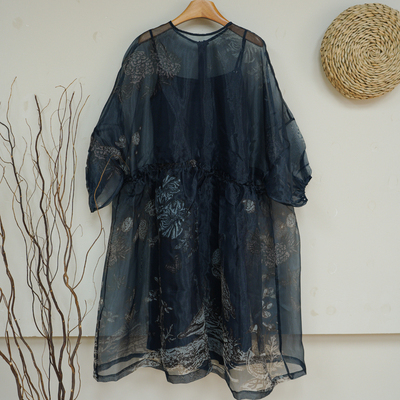 法式复古赫本风宽松网纱连衣裙