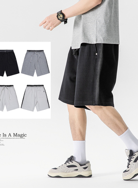 款号F9011-P80 三色针织工艺做旧做脏效果五分运动裤潮流穿搭