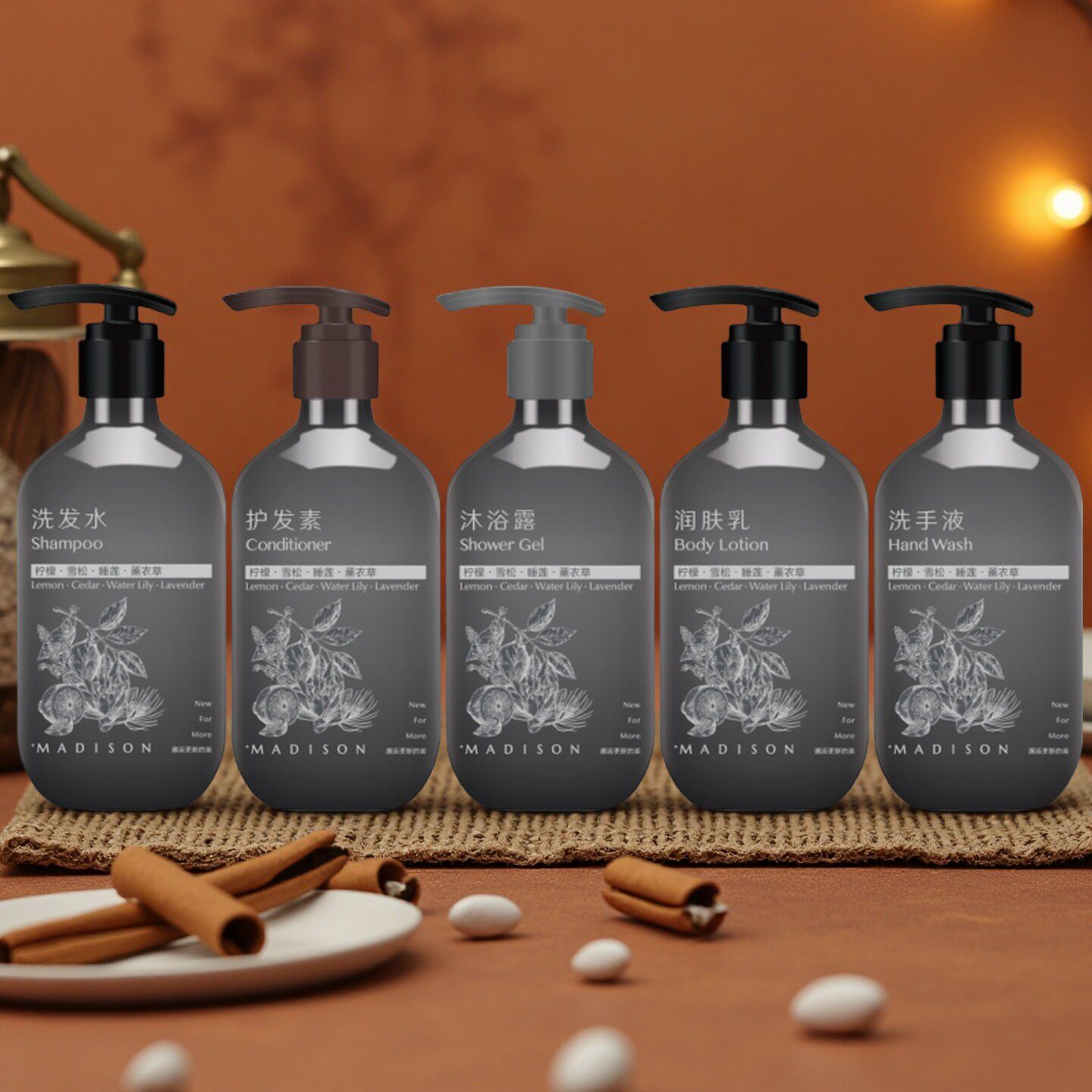 美仑酒店AMOR ROYAL柠檬雪松香氛洗发水护发素沐浴露润肤乳洗手液图片