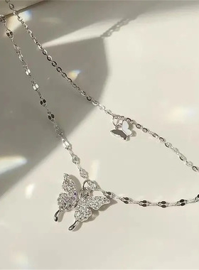 蝴蝶项链女韩版双层项链简约设计感小众气质网红冷淡风锁骨链