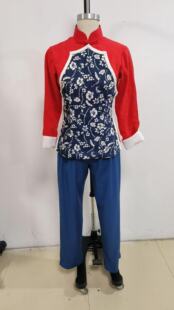 新款村姑采茶女舞蹈演出服装东北秧歌丫鬟农家乐工作服装民国表演