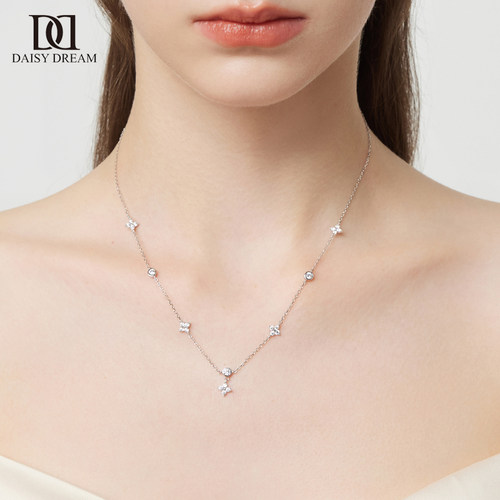 999纯银镶钻四叶草项链高级轻奢