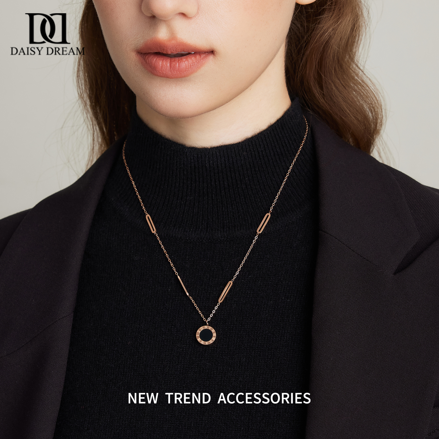 罗马钛钢项链女轻奢小众