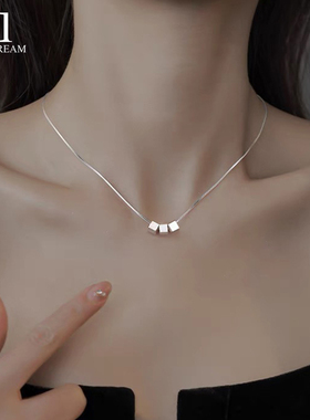 S999纯银小方糖项链女
