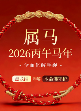 马年十二生肖本命年红绳手链