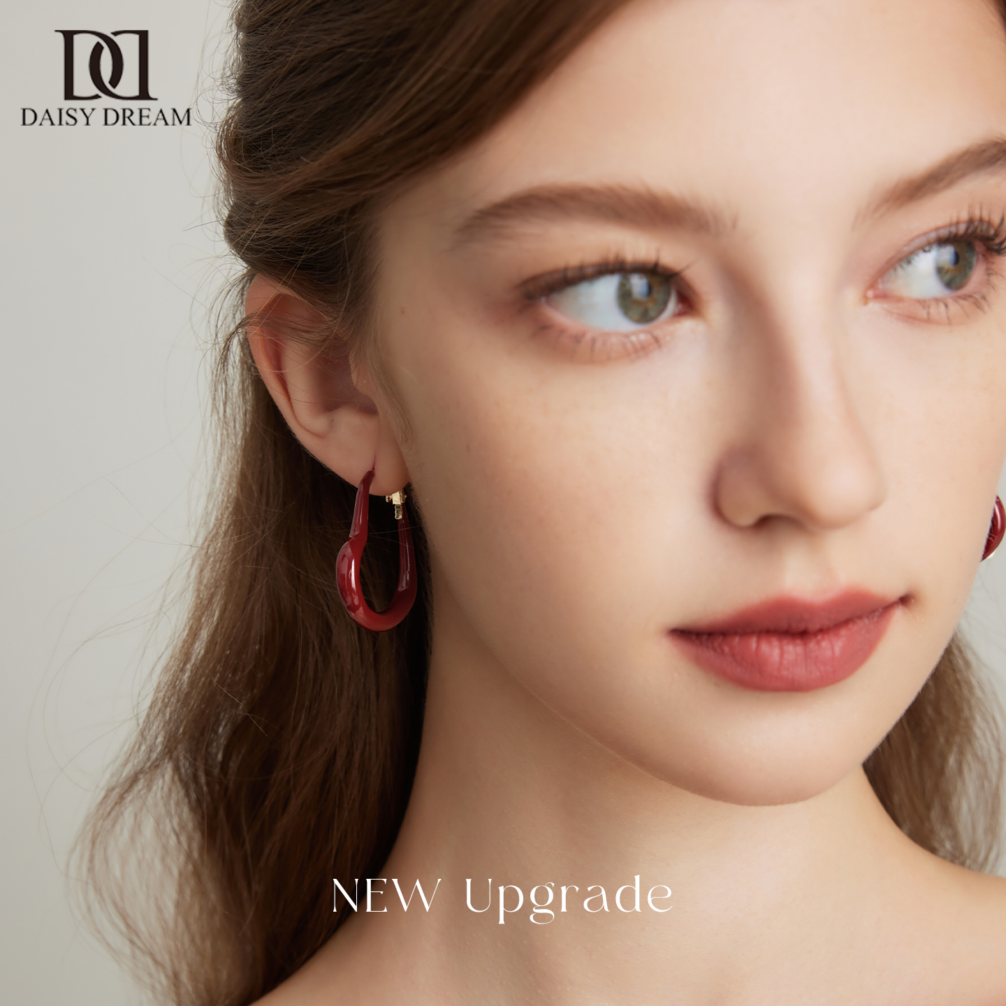 925纯银针红色爱心耳环复古小众