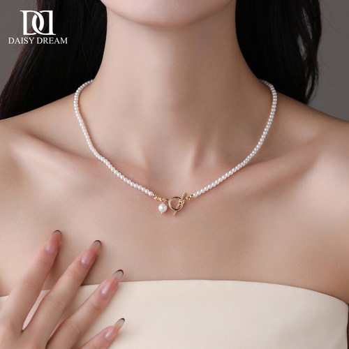 OT扣施家极细珍珠项链女