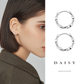 999纯银钻石圈圈耳环女设计感养耳洞耳钉耳扣气质耳圈耳骨钉耳饰