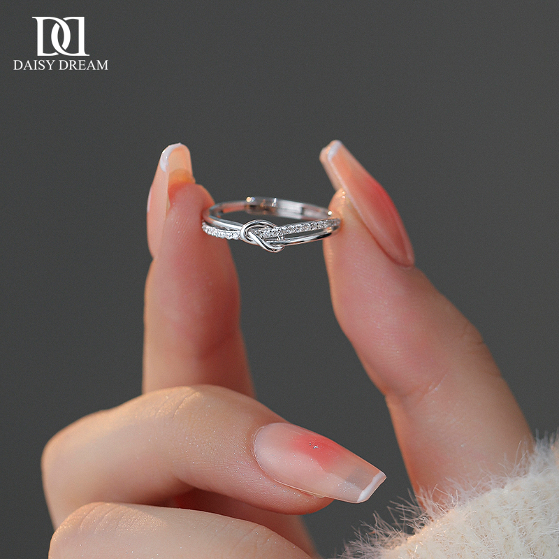 简约气质情人结纯银戒指