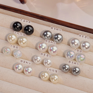 999纯银正圆施家珍珠耳钉女2026新款爆款气质时尚耳环高级感耳饰