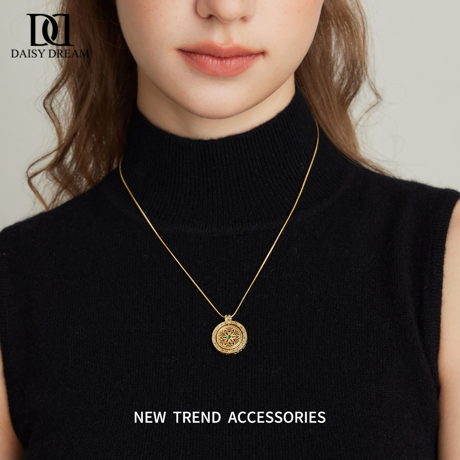 镂空莲花项链女轻奢小众设计