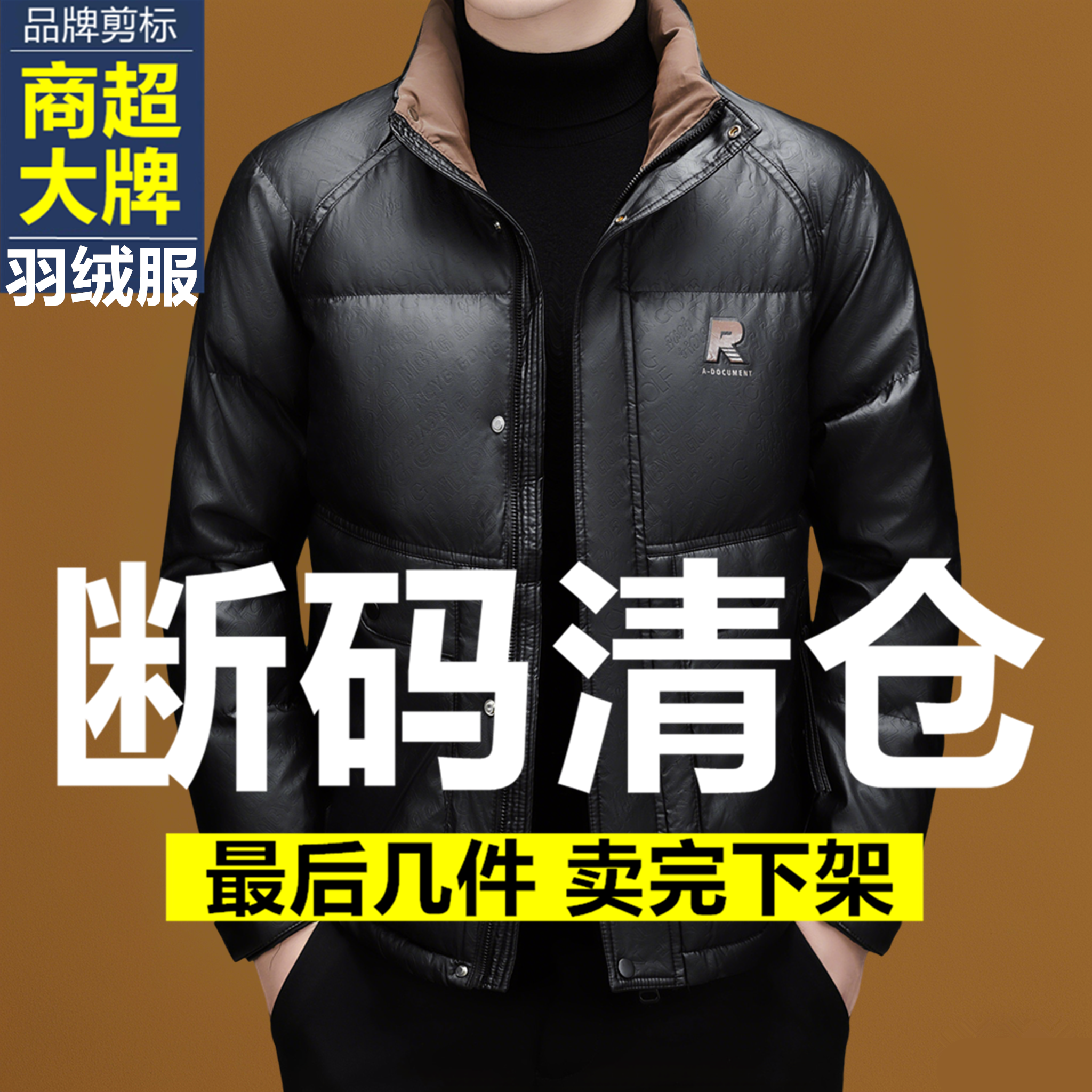 2025新款冬季男士羽绒服中青年休闲保暖立领爸爸装防寒白鸭绒外套