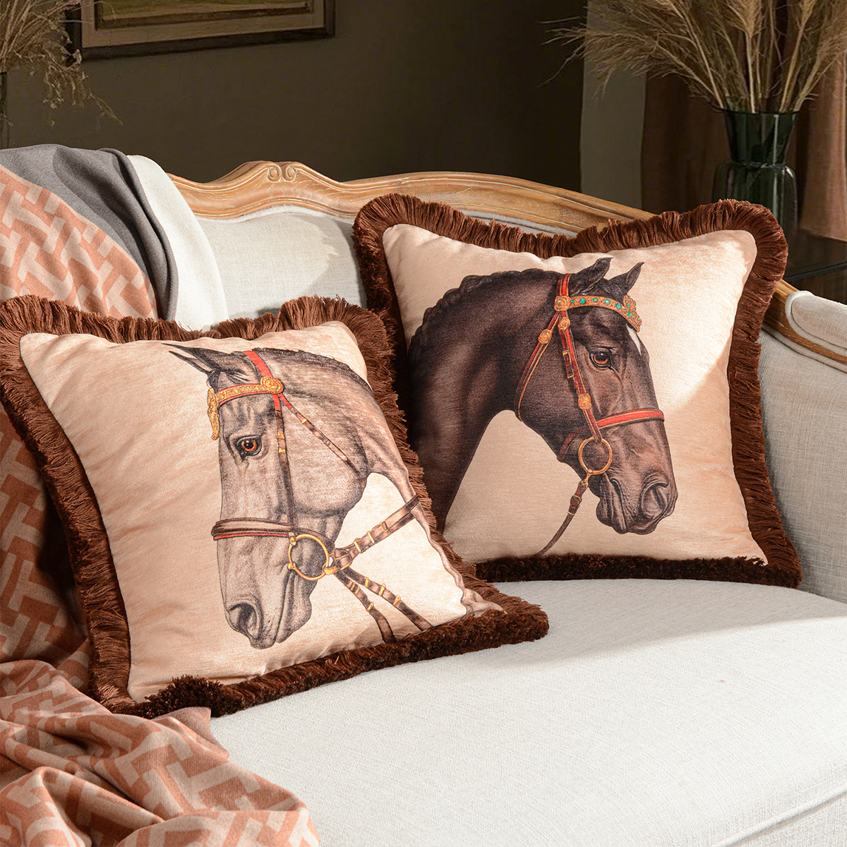 沙发抱枕靠垫套流苏靠枕靠背垫