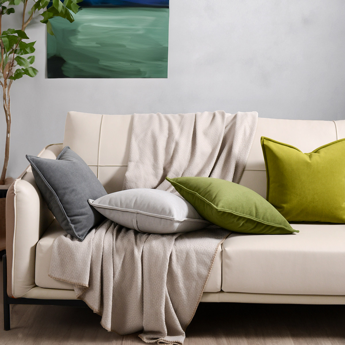 轻奢家居抱枕沙发多色软装方枕样板房搭配酒店靠垫纯色含枕芯包邮