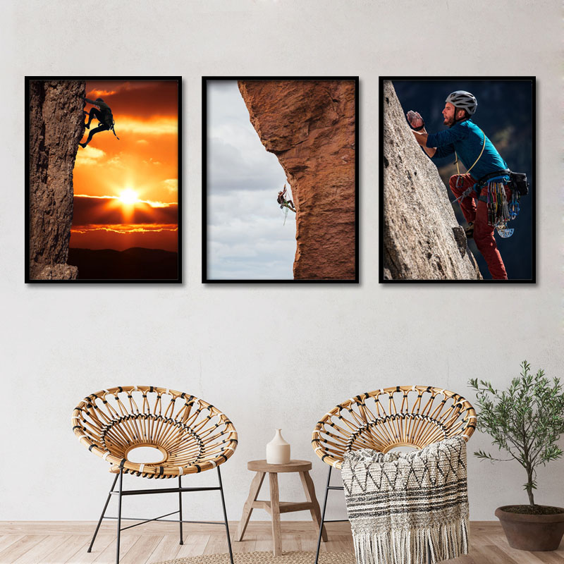 户外极限运动登山挂画爬山攀岩励志海报装饰画办公室会议室壁画