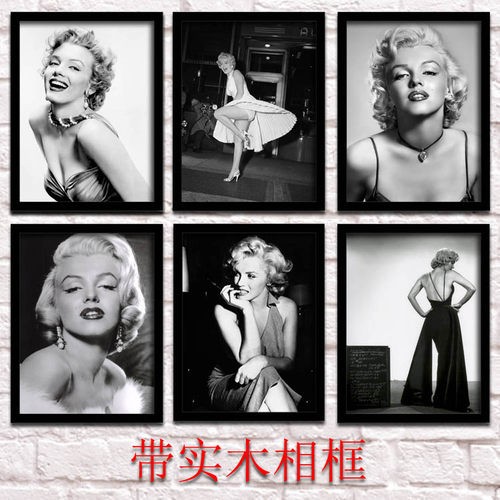 玛丽莲黑白复古直播间装饰画
