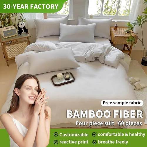 Soft Bamboo Fiber bedding sets Bedsheet Bed Sheet Set linen