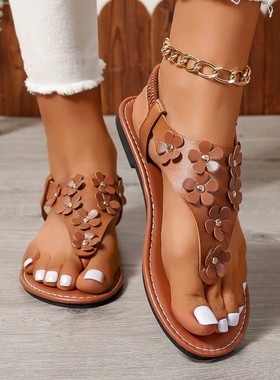 Woman  big size beach sandals flower slippers大码沙滩凉拖鞋