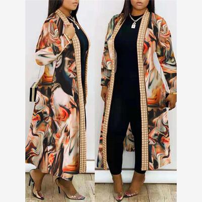 fashion women overcaot ladies inverness wear长袖印花开衫披肩