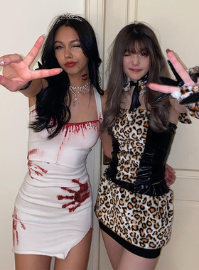 printed backless halter dress性感辣妹露背手掌印花挂脖连衣裙