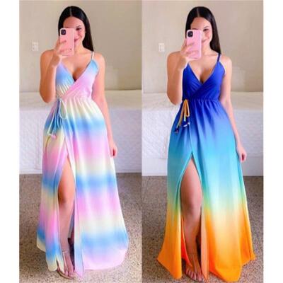 summer women slip dresses sexy ladies long skirt开叉女连衣裙