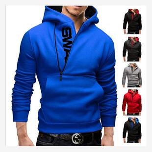 韩版热卖春装时尚斜拉链开衫连帽卫衣男mens hoodie hoody jacket