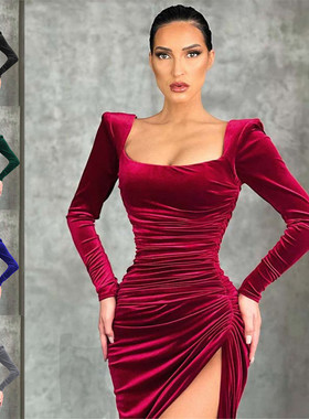 women formal dresses sexy dinner party ladies split skirt女