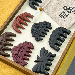 非遗传承手工何首乌中药材头部按摩梳子合香梳经络梳伴手礼物男女