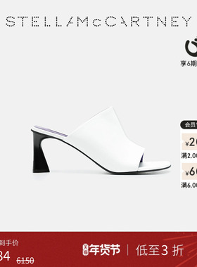 [低至3折]Stella McCartneylogo标志白色Elsa皮质高跟鞋