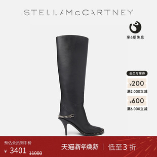 McCartney秋季 Stella RYDER 黑色链饰高跟靴女士长筒靴 低至3折
