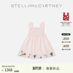 玫瑰色花卉刺绣无袖 McCartney2026早春新品 Stella 连衣裙 儿童
