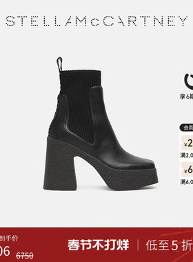 [天猫惊喜盒]Stella McCartney黑色Skyla高跟连袜靴
