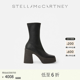 SKYLA Stella McCartney黑色高跟靴粗跟防水台踝靴 限时降价
