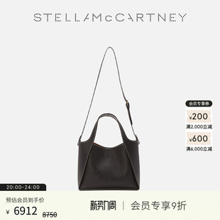 McCartney黑色徽标粒面手提包 Stella LOGO