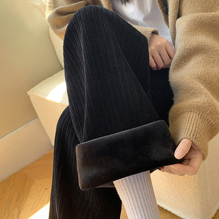 子秋冬外穿雪尼尔加绒加厚阔腿长裤 冬装 冬季 打底直筒裤 新款 孕妇裤