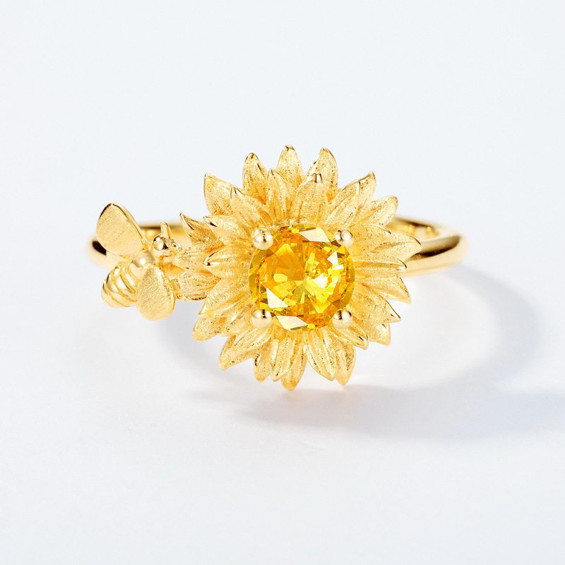 星赞轻奢珠宝925银镶嵌天然黄水晶向日葵造型耳钉戒指项链套装,珠宝/钻石/翡翠,耳饰,淘宝优惠券,粉丝福利购,淘宝优惠卷