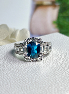 s925银镶天然彩宝星赞托帕石戒指