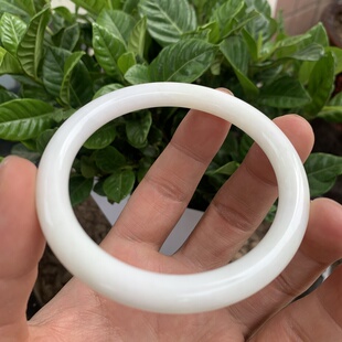 天然蓝田玉白玉手镯白度高油润细腻雕工精美陕西特产