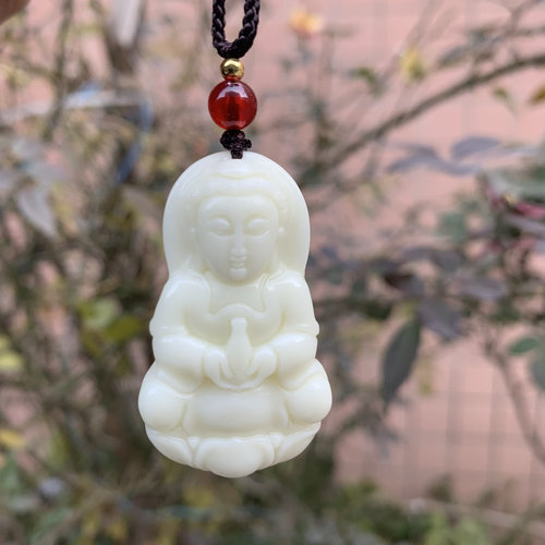 陕西蓝田玉白玉观音吊坠天然玉石男女款挂件项链玉佩兵马俑同款