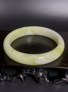 天然蓝田玉手镯白度高表面光滑油润细腻陕西特产带证书活玉