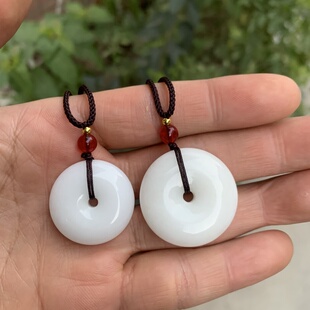 天然蓝田玉吊坠女款玉石挂件项链平安扣送女友送老婆送妈妈礼物