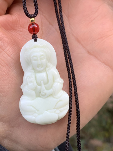 天然蓝田玉观音吊坠男士挂件饰品保平安放价热销兵马俑菩萨吊坠
