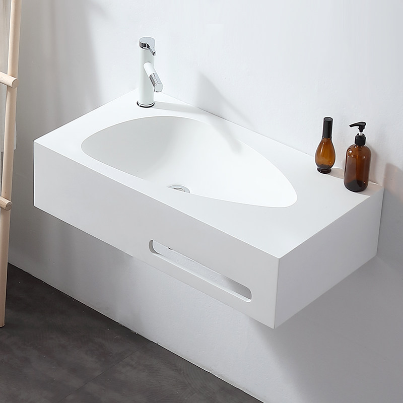 极简美家时尚新款人造大理石挂墙式洗手脸盆现代简约洗漱水池台盆